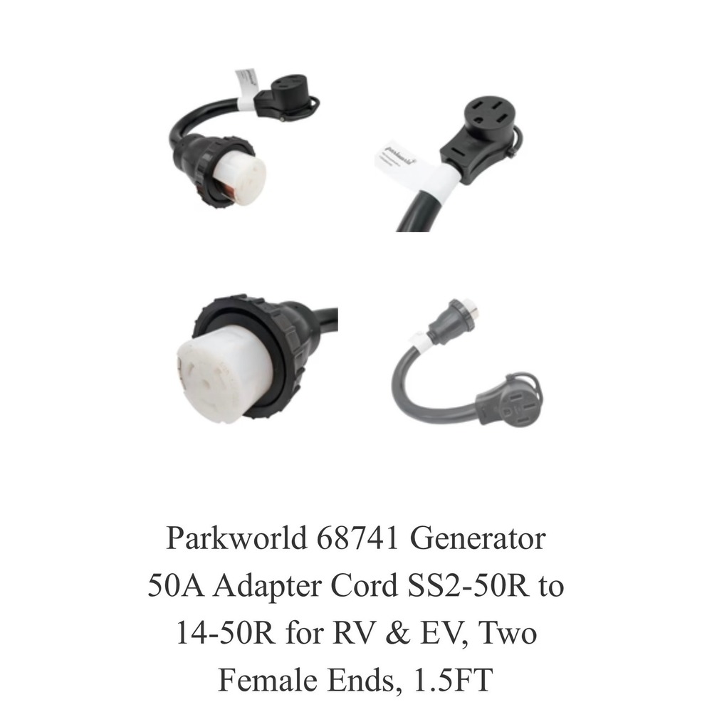 Parkworld 68741 Generator 50A Adapter Cord SS2-50R to 14-50R RV EV 1.5FT